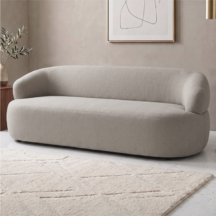 Sofá 3 Lugares Living Orgânico Sala de Estar 170cm Conka F05 Boucle Bege - Mpozenato