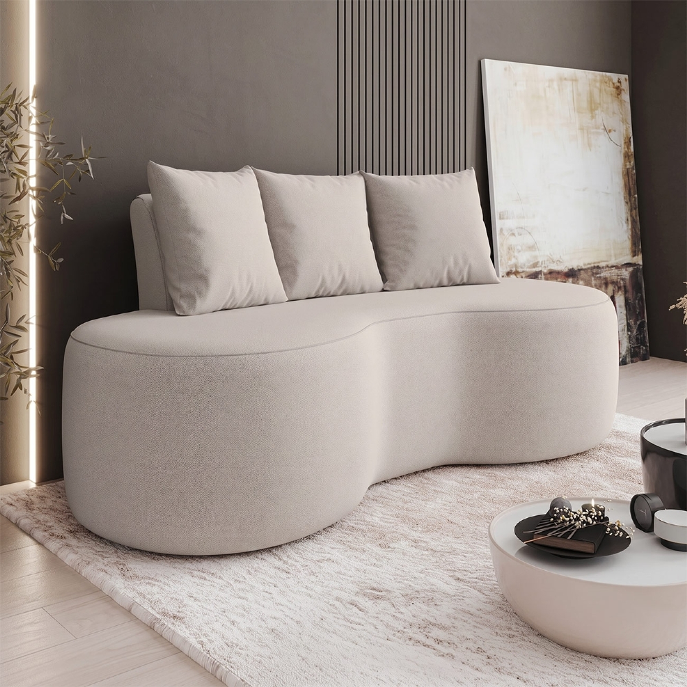 Sofá 2 Lugares 160cm Orgânico Viana B10 Bouclê Creme - Mpozenato