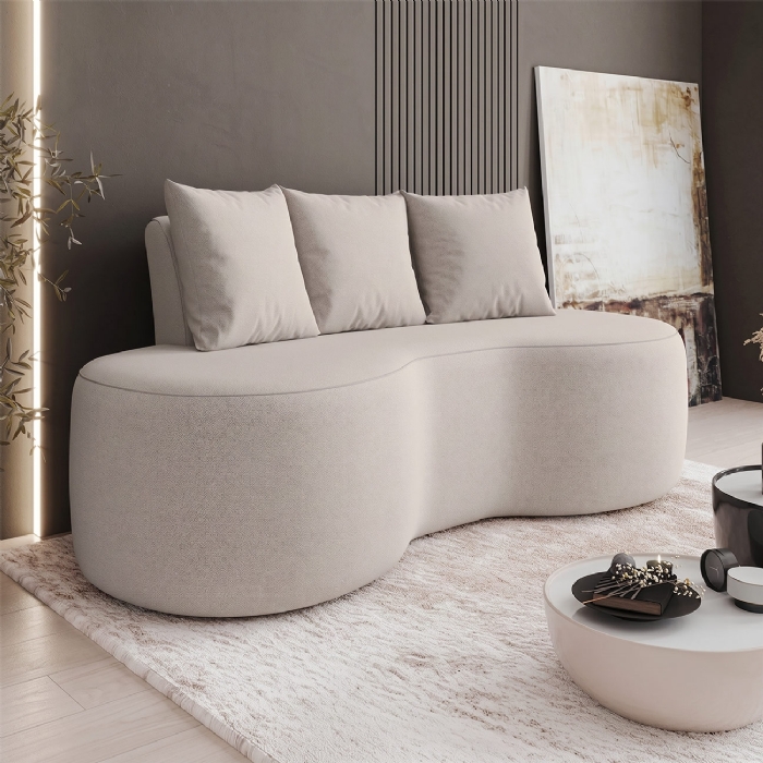 Sofá 2 Lugares 160cm Orgânico Viana B10 Bouclê Creme - Mpozenato