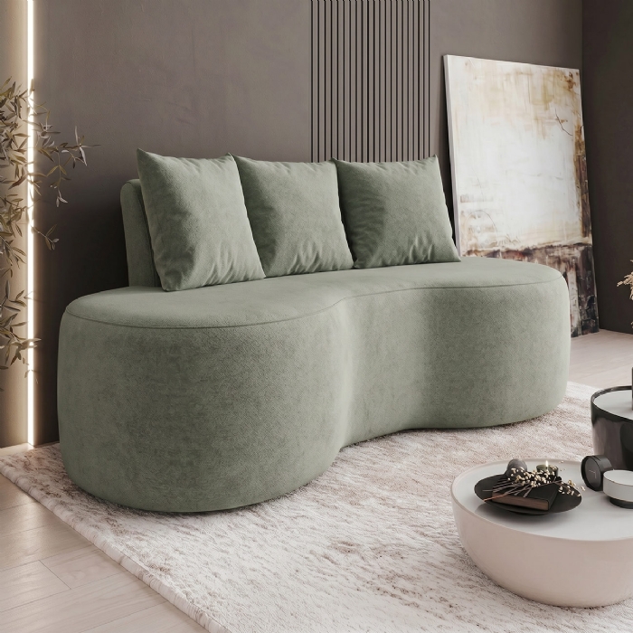 Sofá 2 Lugares 160cm Orgânico Viana B10 Bouclê Menta - Mpozenato
