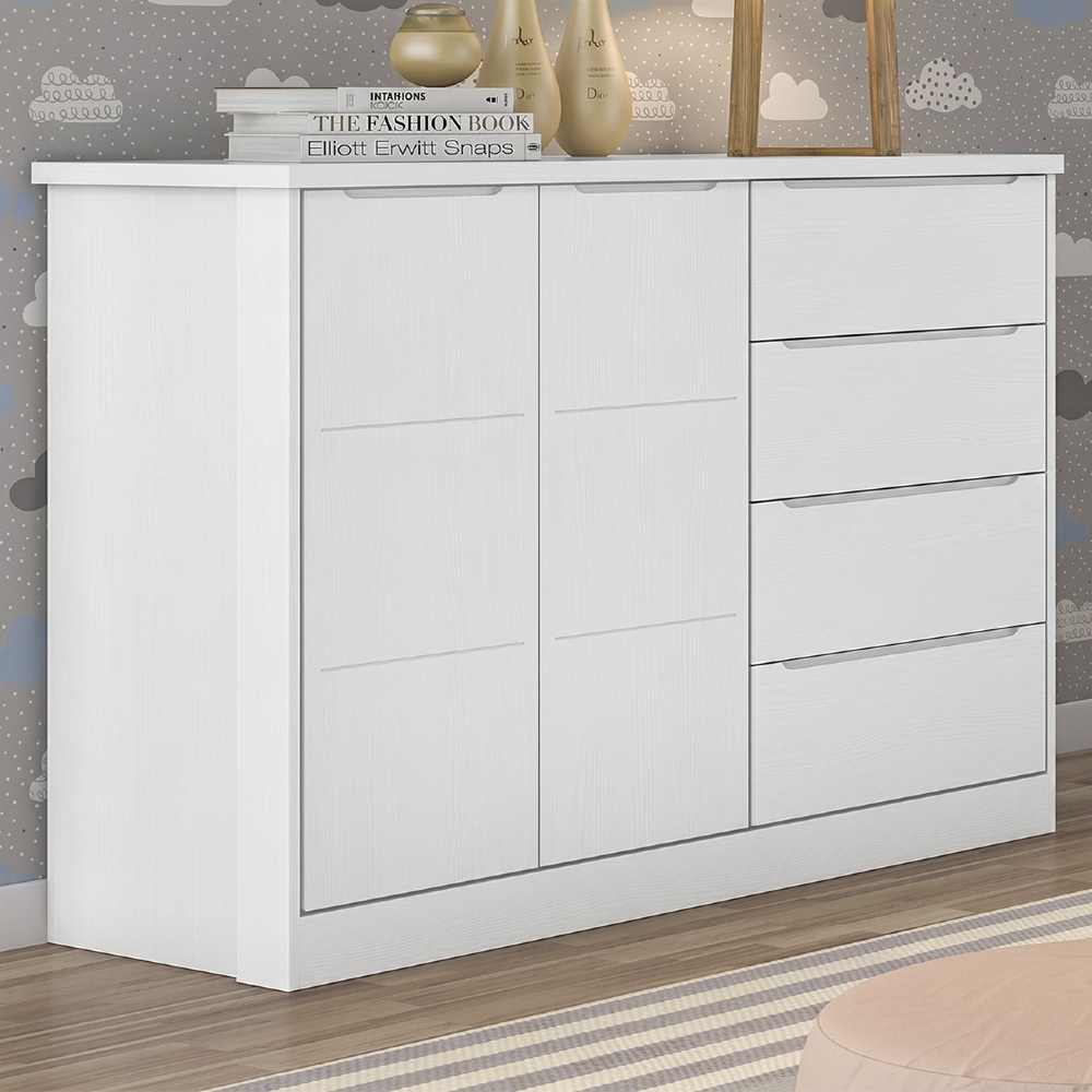 Cômoda Infantil 2 Portas 4 Gavetas Lua Z39 Branco - Mpozenato