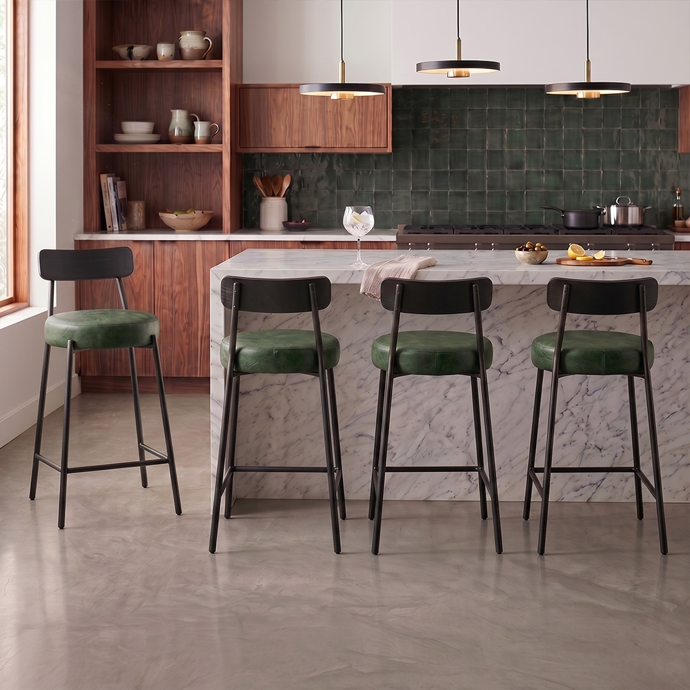 Banqueta Cozinha Alta Kit 4 Modena Sintético Verde/Preto I01 - Mpozenato