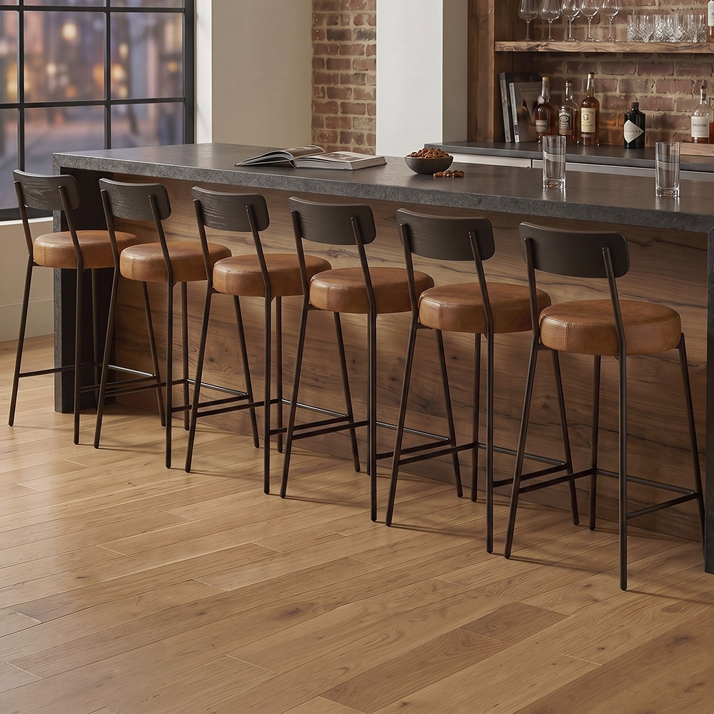 Banqueta Cozinha Alta Kit 6 Modena Sintético Whisky/Preto I01 - Mpozenato