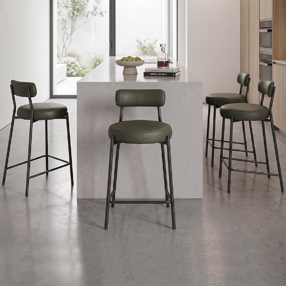 Banqueta Cozinha Alta Estofada Kit 4 Torino Sintético Verde/Preto I01 - Mpozenato