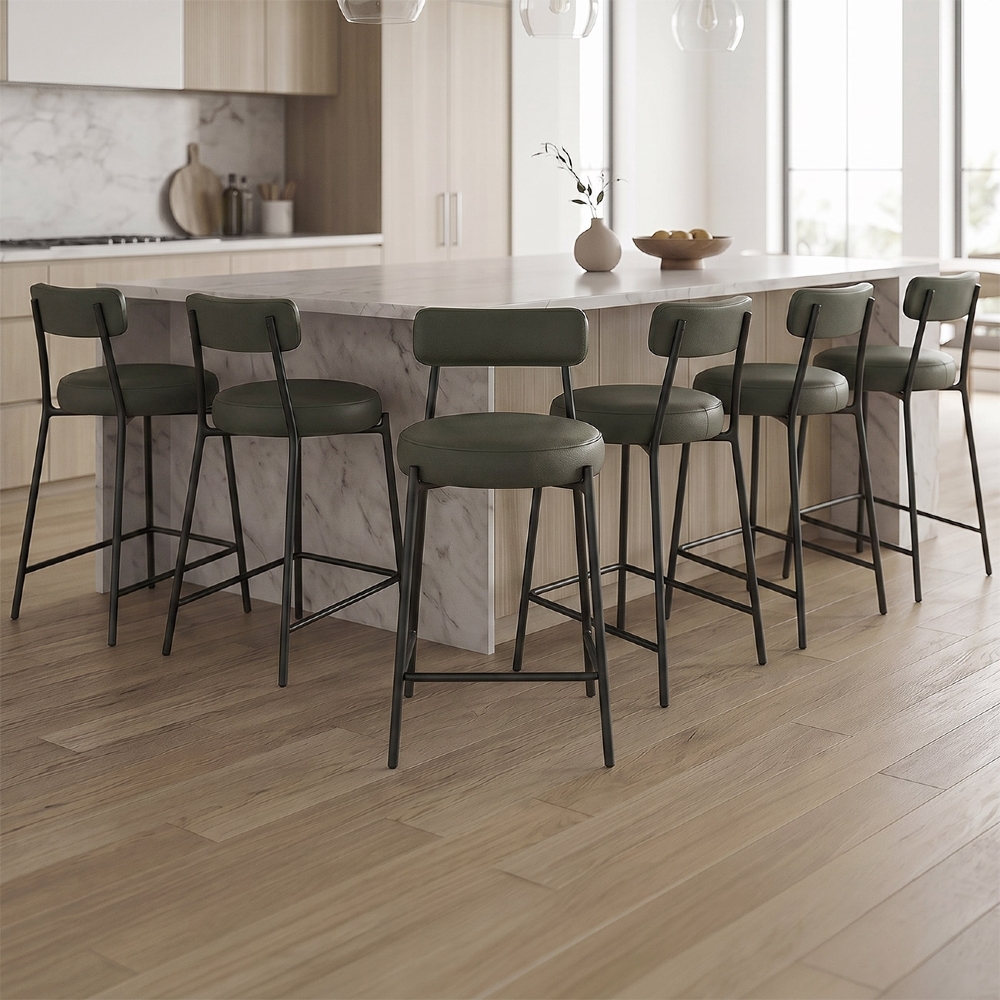 Banqueta Cozinha Alta Estofada Kit 6 Torino Sintético Verde/Preto I01 - Mpozenato