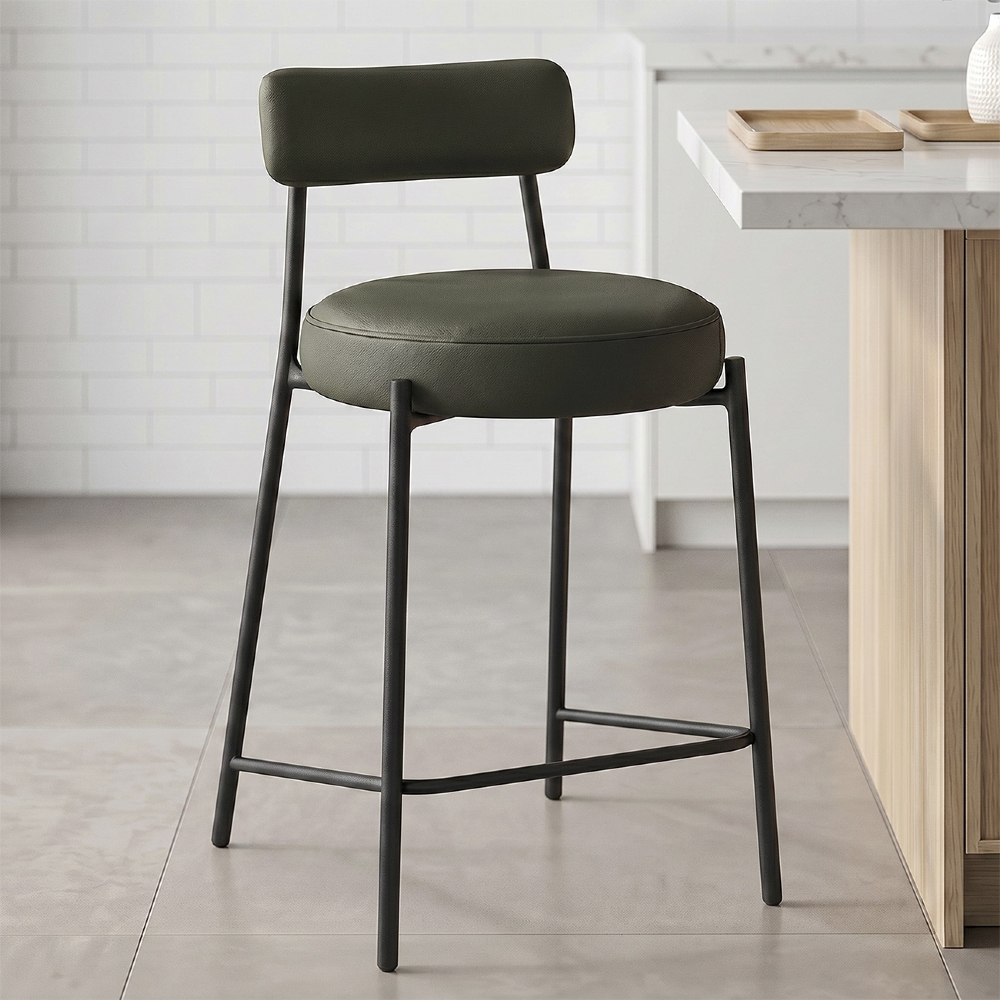 Banqueta Cozinha Média Estofada Torino Sintético Verde/Preto I01 - Mpozenato