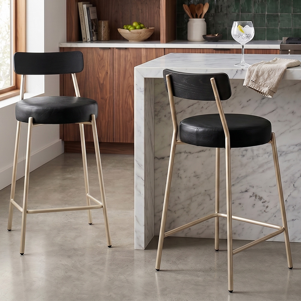Banqueta Cozinha Alta Kit 2 Modena Sintético Preto/Preto/Chp I01 - Mpozenato
