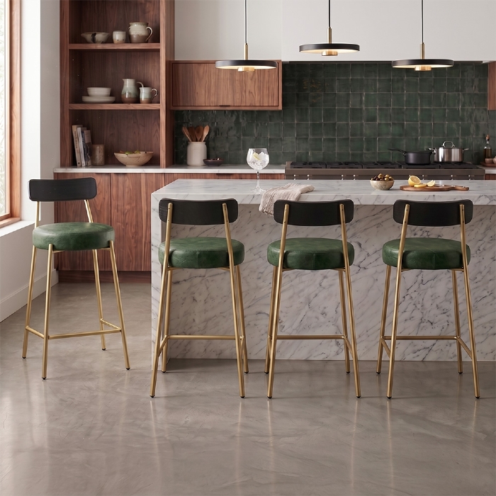 Banqueta Cozinha Alta Kit 4 Modena Sintético Verde/Preto/Dr I01 - Mpozenato
