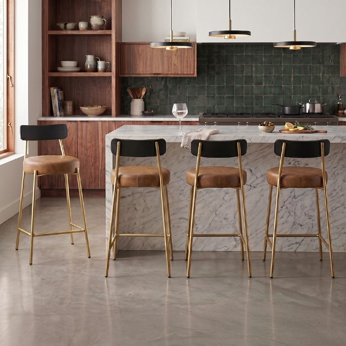 Banqueta Cozinha Alta Kit 4 Modena Sintético Whisky/Preto/Dr I01 - Mpozenato