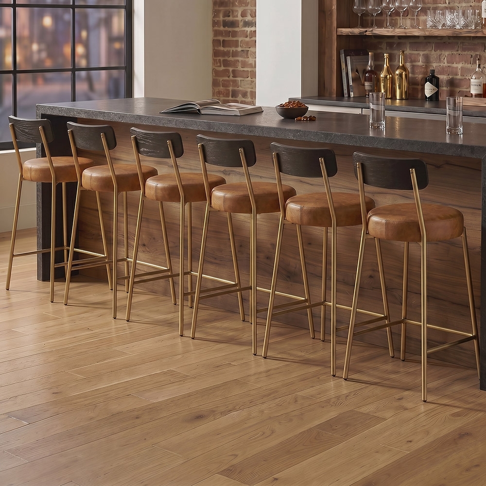 Banqueta Cozinha Alta Kit 6 Modena Sintético Whisky/Preto/Dr I01 - Mpozenato