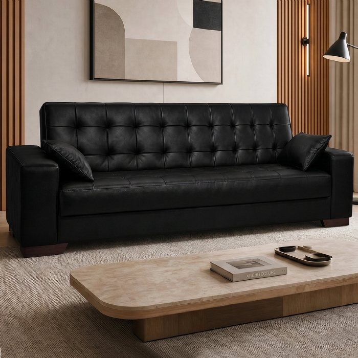Sofá Cama para Sala de Estar Lisboa Couríssimo Preto - Ibiza