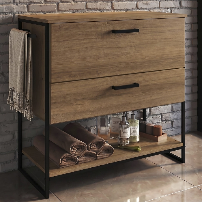 Gabinete de Banheiro 80cm Industrial Para Cuba Satto Mel Z54 - Mpozenato