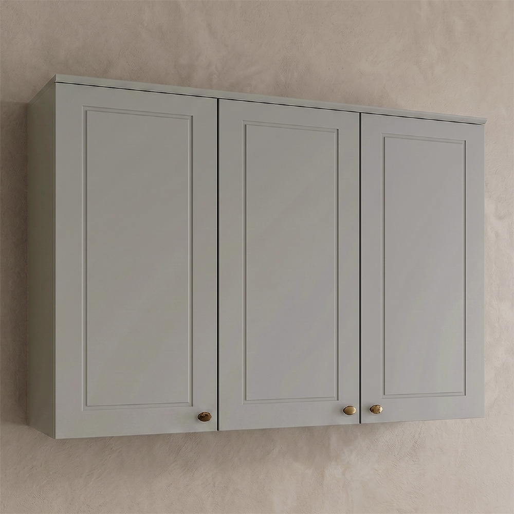 Armário de Cozinha Aéreo 120cm 3 Portas Americana Cinza - Henn