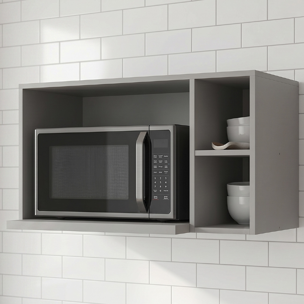 Suporte Microondas e Forno Elétrico Aéreo 80cm Americana Cinza - Henn