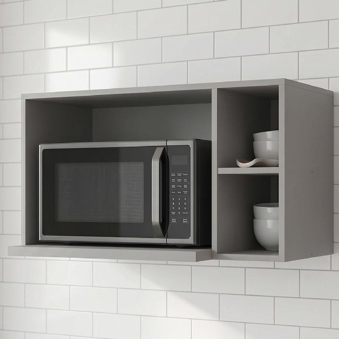 Suporte Microondas e Forno Elétrico Aéreo 80cm Americana Cinza - Henn