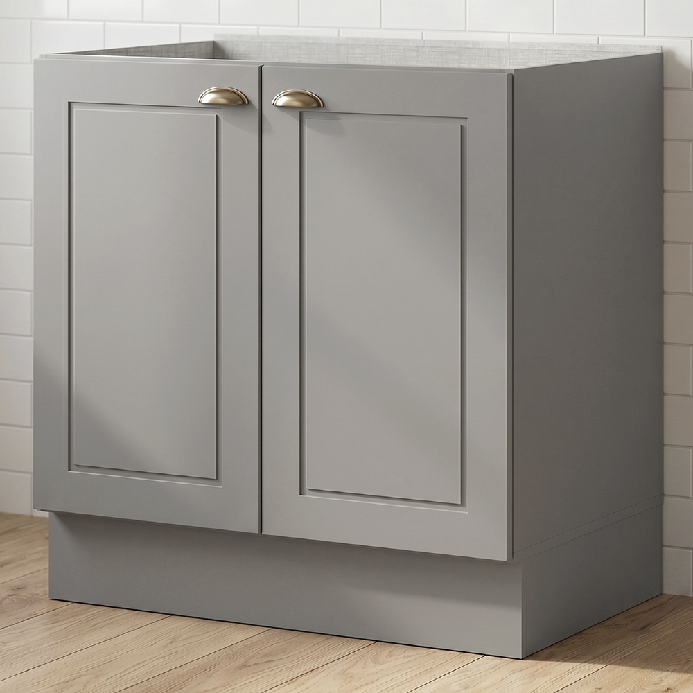 Balcão de Cozinha 80cm 2 Portas Sem Tampo Americana Cinza - Henn