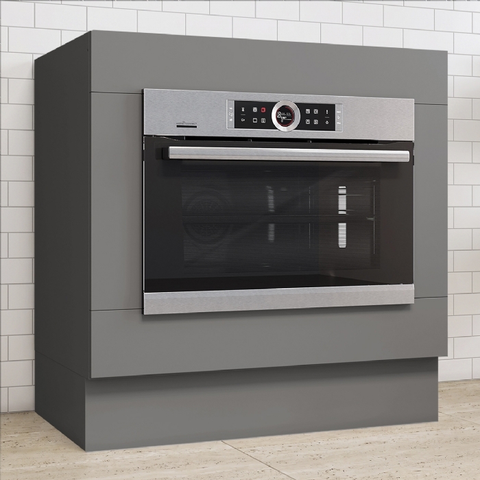 Balcão Cozinha 80cm Para Forno Elétrico Sem Tampo Americana Cinza - Henn