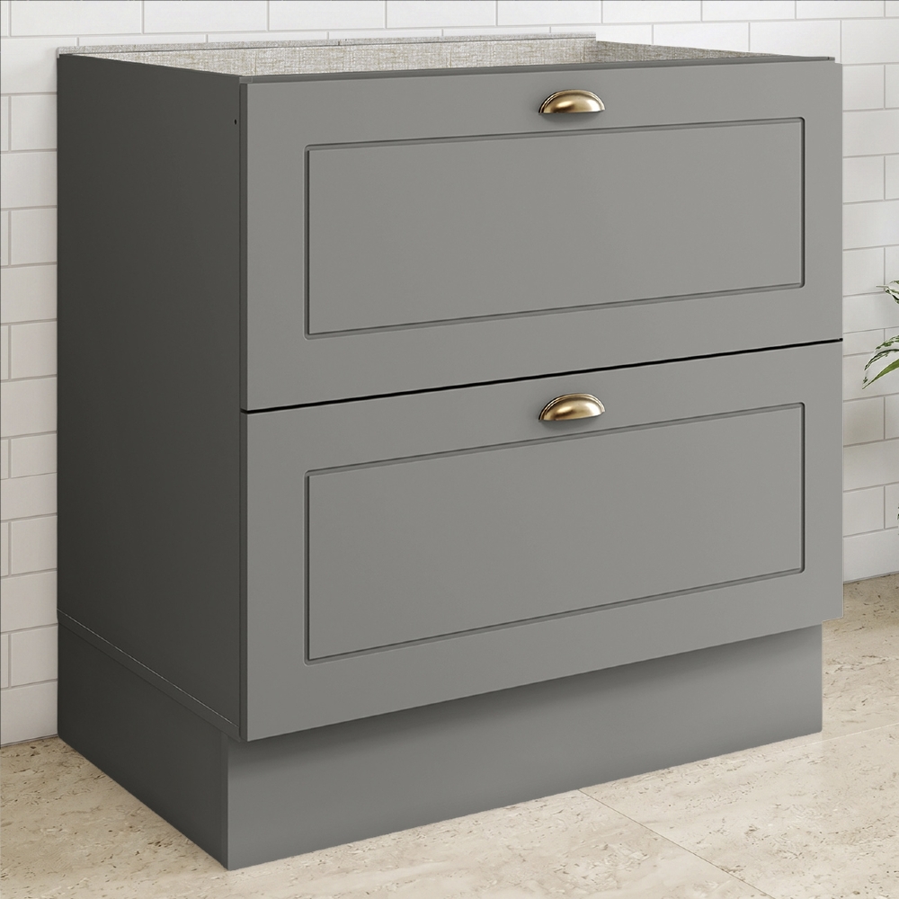 Balcão de Cozinha 80cm 2 Gavetas Sem Tampo Americana Cinza - Henn