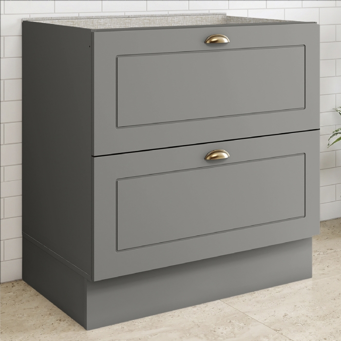 Balcão de Cozinha 80cm 2 Gavetas Sem Tampo Americana Cinza - Henn