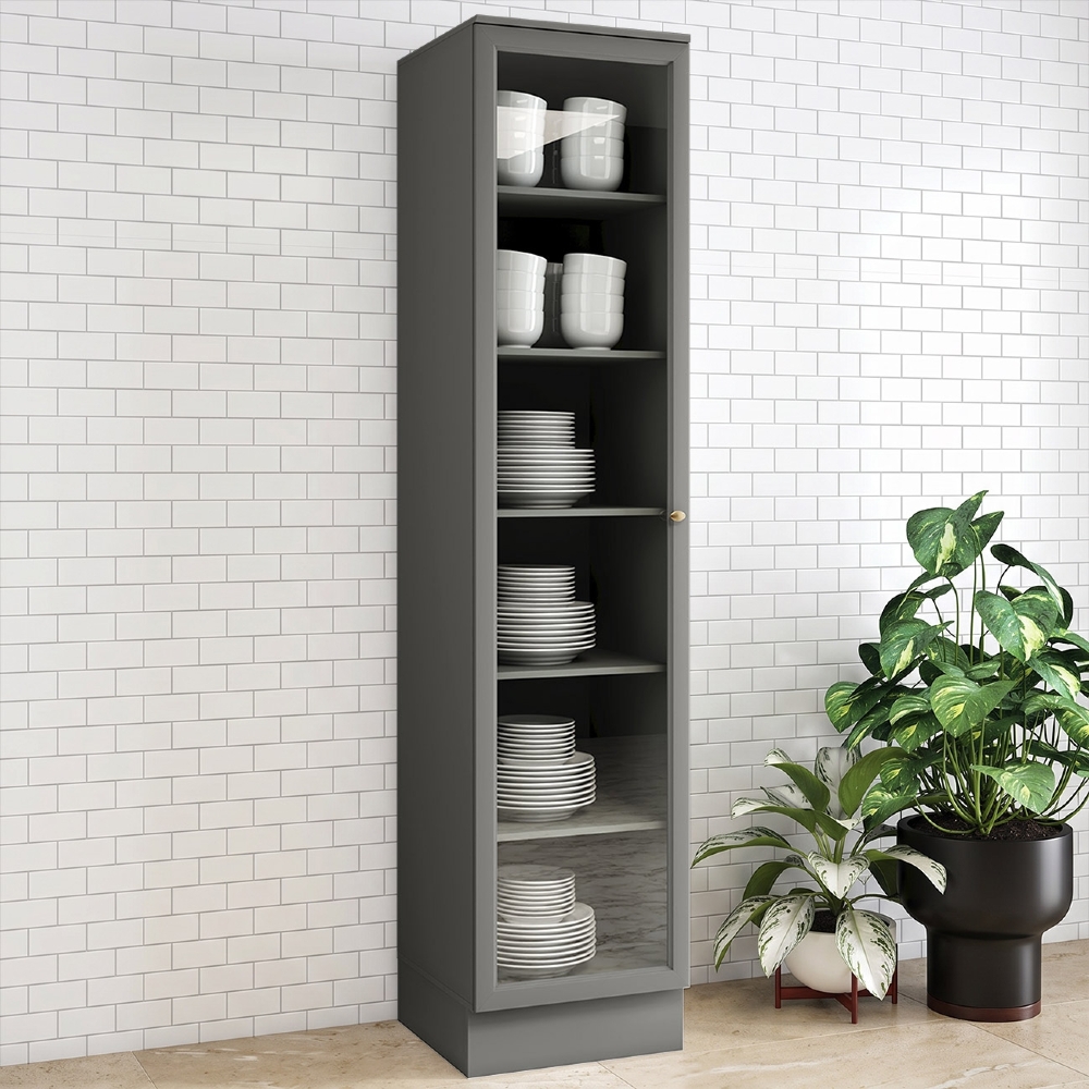Cristaleira 1 Porta Vidro 50cm 100% MDF Americana Cinza - Henn