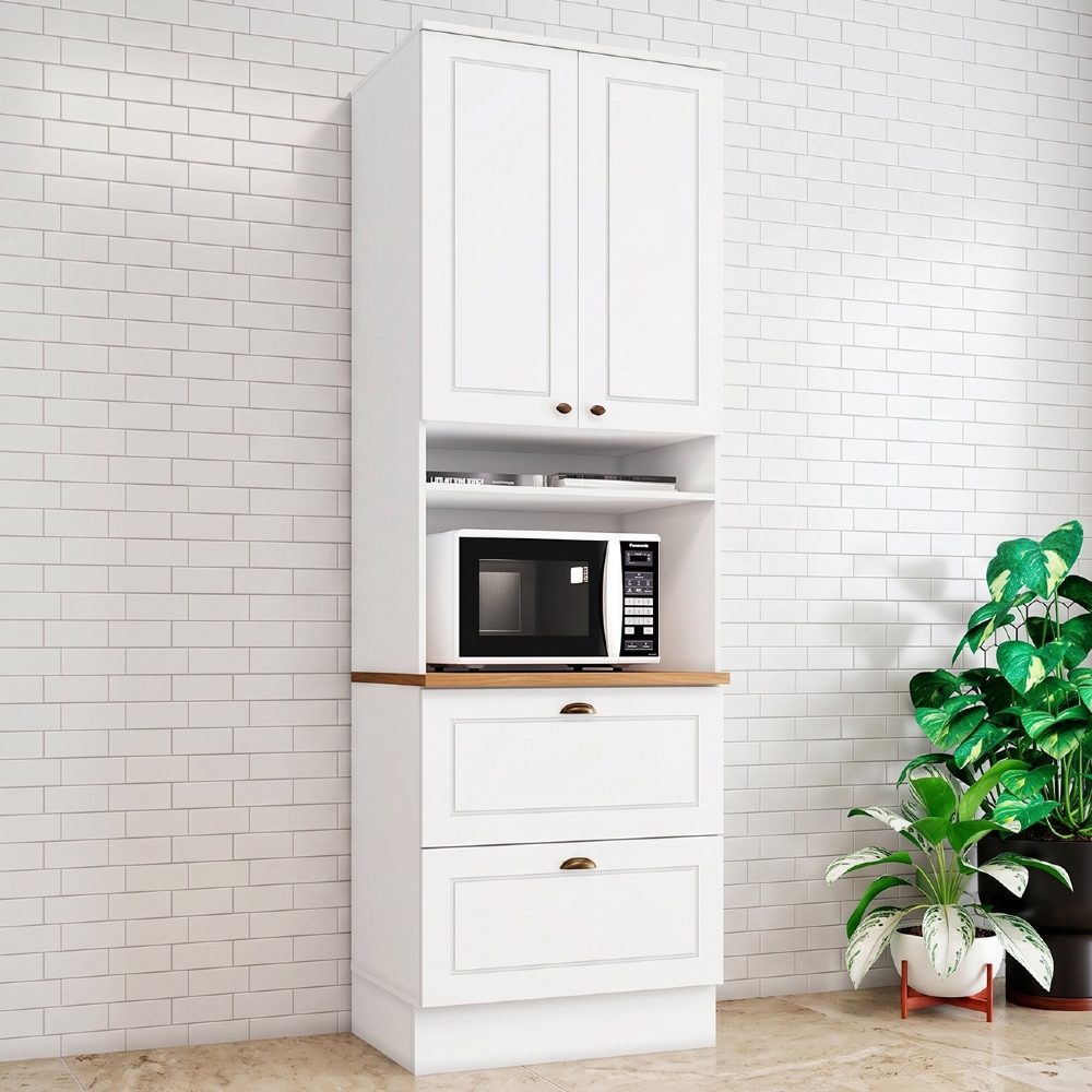 Paneleiro Torre Quente 69cm 2 Portas 100% MDF Americana Branco/Nature - Henn