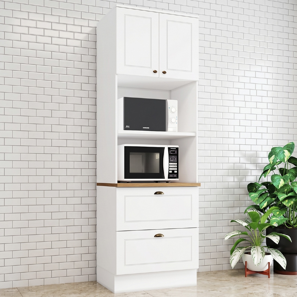 Paneleiro Torre Quente 69cm 2 Nichos 100% MDF Americana Branco/Nature - Henn