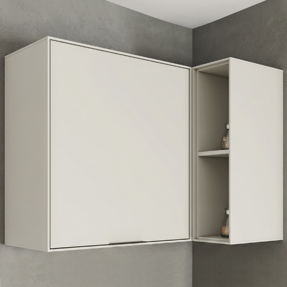 Armário de Cozinha Aéreo Canto Reto 95cm Amalfi Areia H02 - Mpozenato