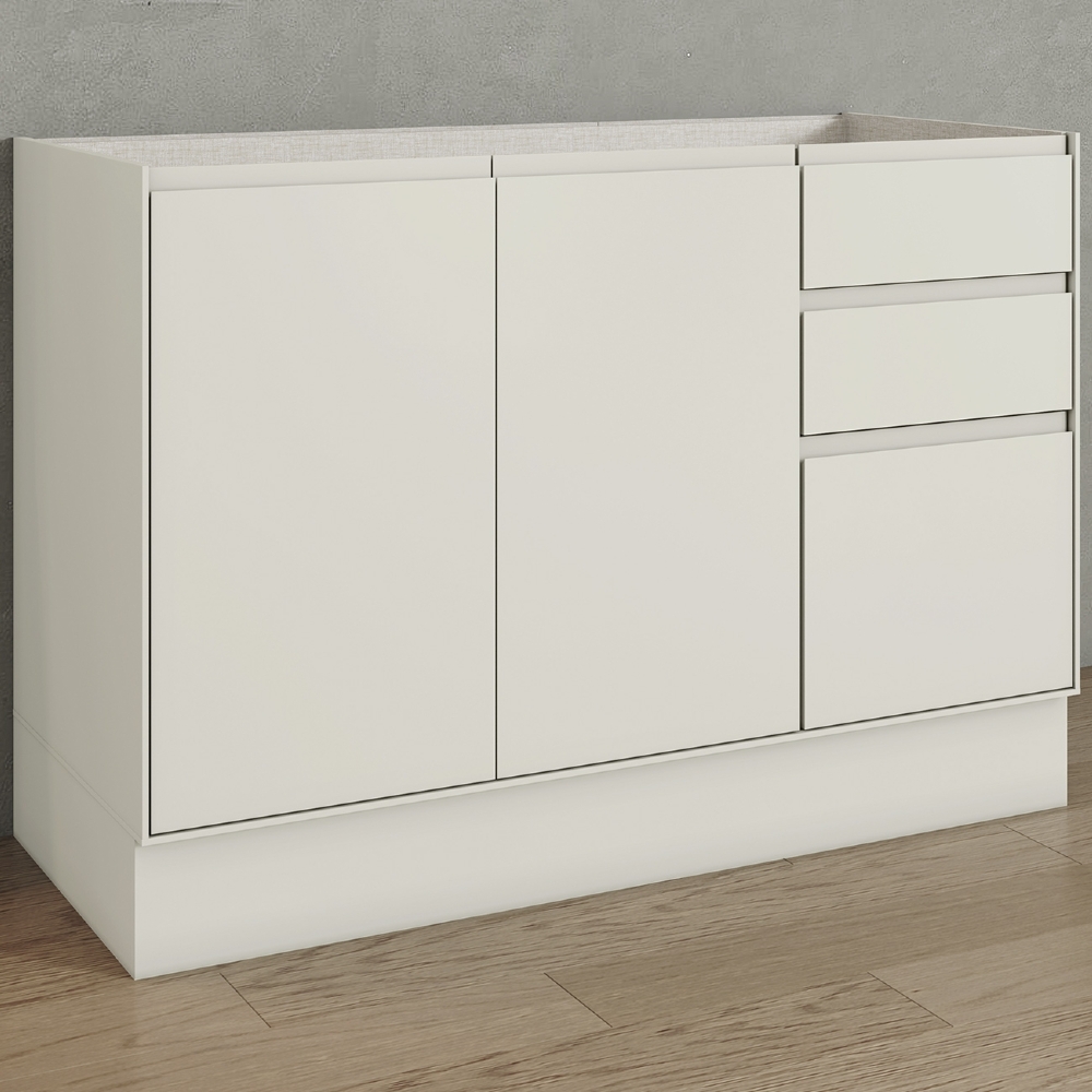 Balcão de Cozinha P/ Pia 120cm 3 Portas Sem Tampo Amalfi Areia H02 - Mpozenato