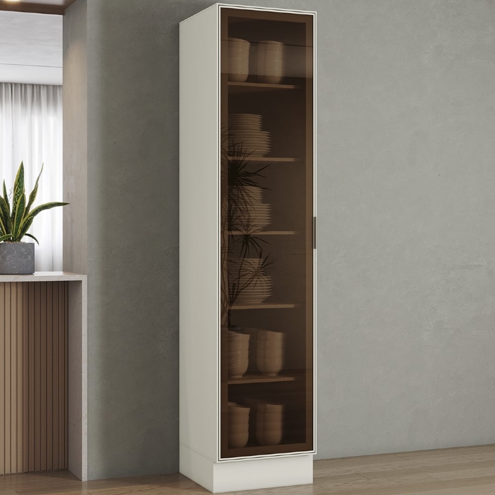 Cristaleira 1 Porta Vidro 50cm 100% MDF Amalfi Areia H02 - Mpozenato