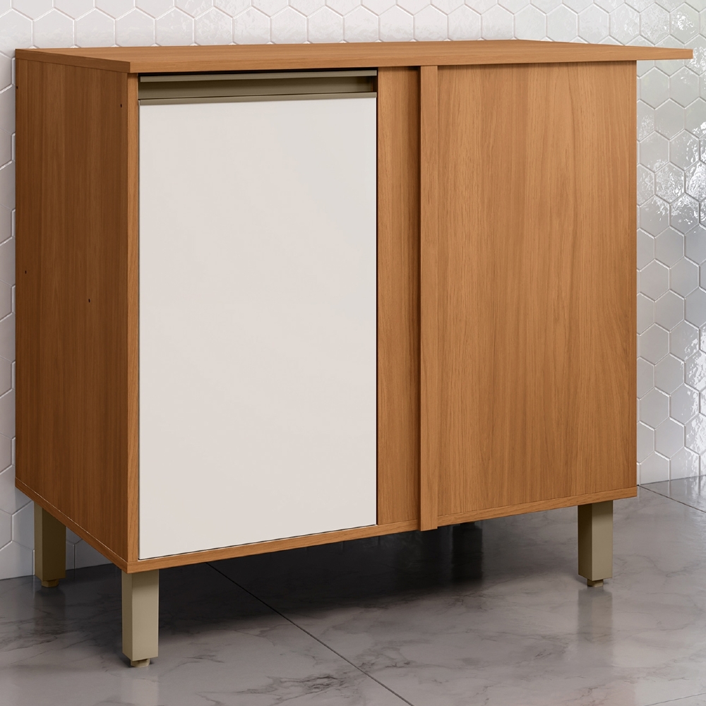 Balcão de Cozinha Canto Reto 94cm Versato Cinamomo/Off H02 - Mpozenato