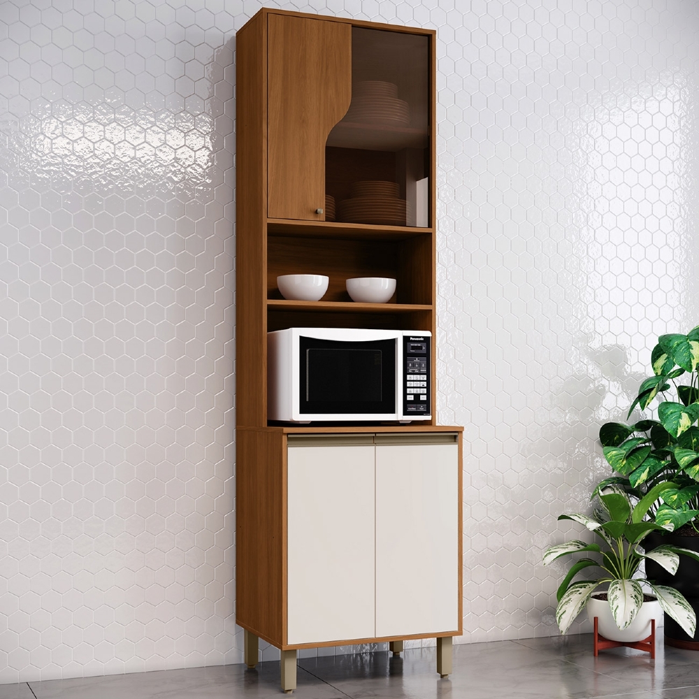 Paneleiro Torre Quente 63cm 1 Nicho Versato Cinamomo/Off H02 - Mpozenato