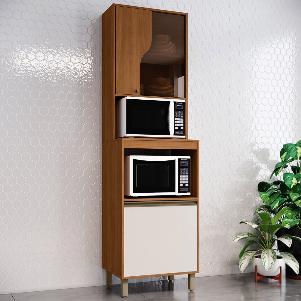 Paneleiro Torre Quente 63cm 2 Nichos Versato Cinamomo/Off H02 - Mpozenato