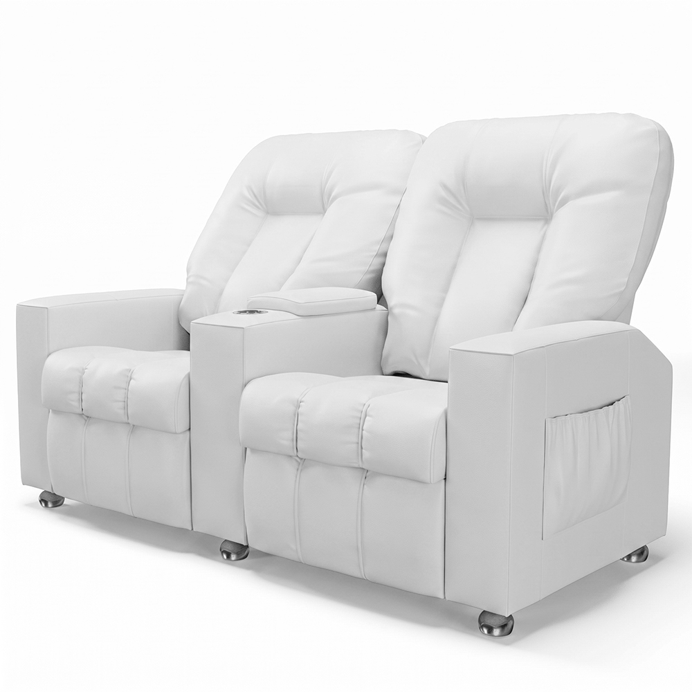 Poltrona Reclinável Para Cinema 2 Lugares Praddo FH9 PU Branco - Mpozenato