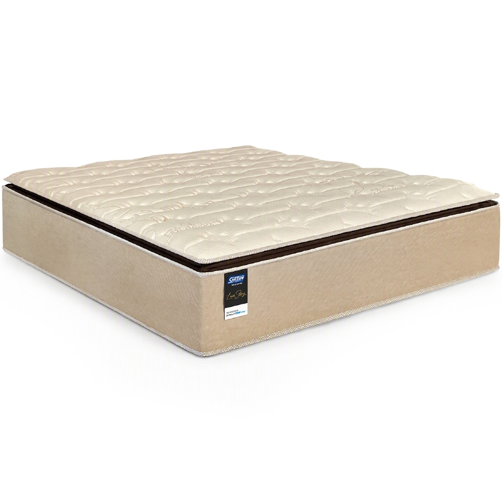 Colchão Box Casal Queen Size 158cm Molas Ensacadas Soft Pillow Love Story Bege/Marrom - Gazin