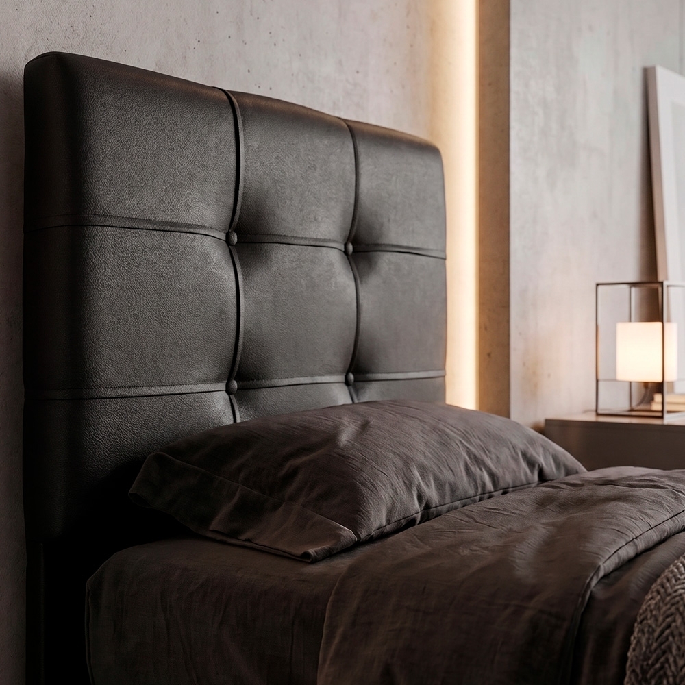 Cabeceira Solteiro Cama Box 90 cm London Sintético Preto - JS Móveis