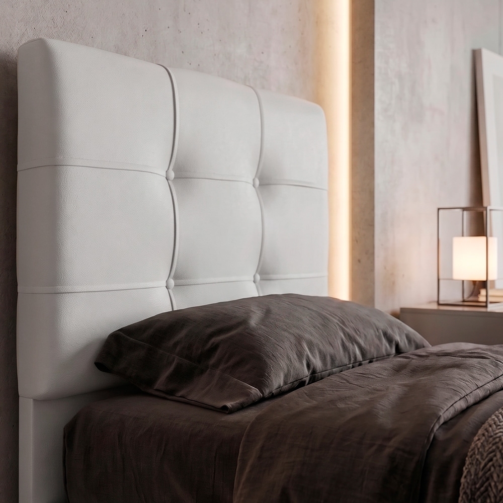 Cabeceira Solteiro Cama Box 90 cm London Sintético Branco - JS Móveis
