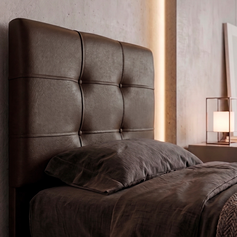 Cabeceira Solteiro Cama Box 90 cm London Sintético Marrom - JS Móveis