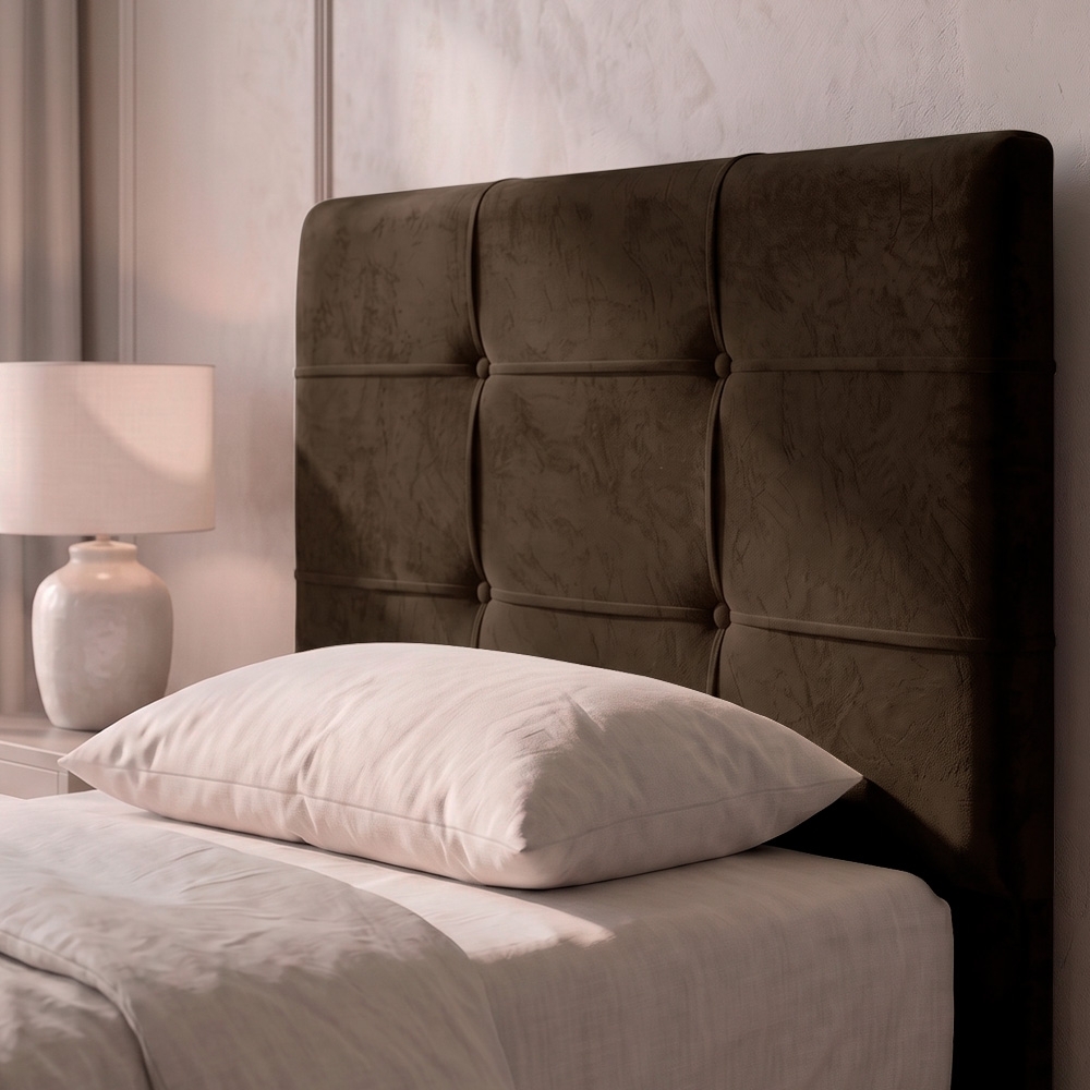 Cabeceira Cama Box Solteiro 90cm London Veludo Chocolate - JS Móveis