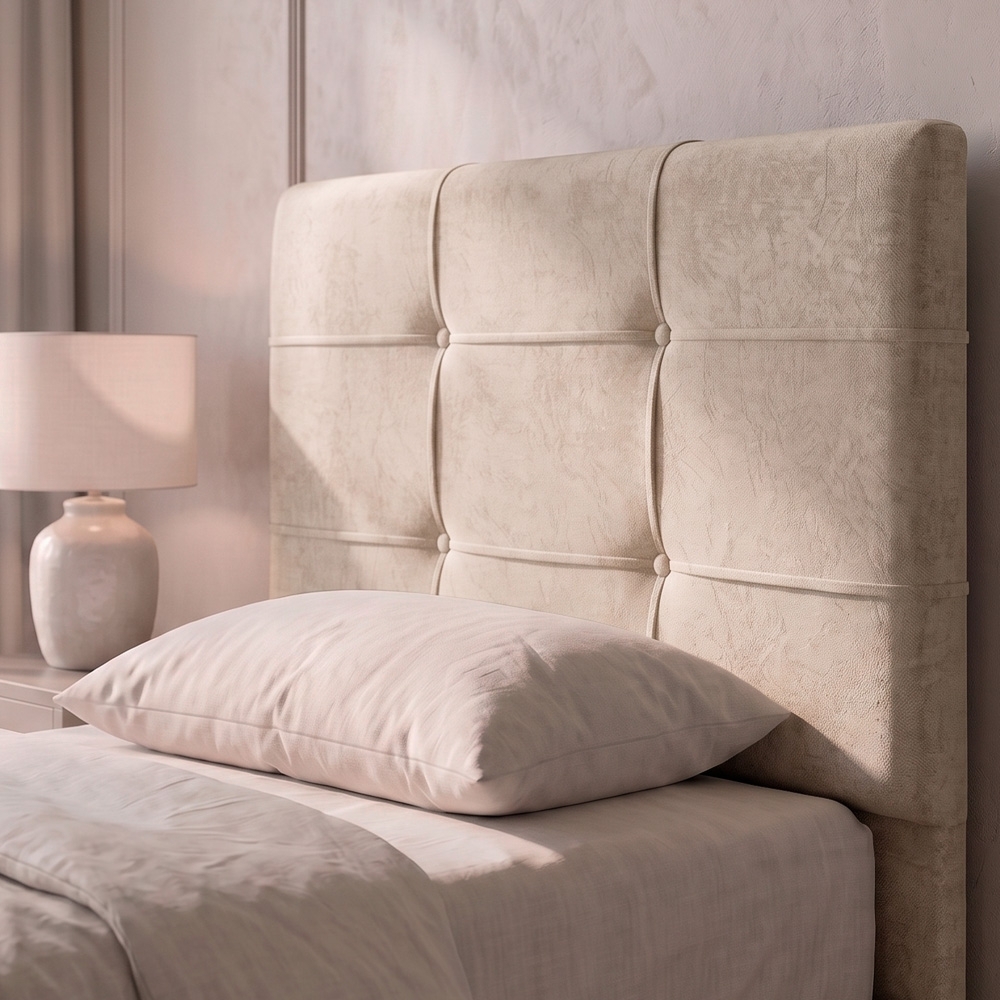 Cabeceira Cama Box Solteiro 90cm London Veludo Bege - JS Móveis