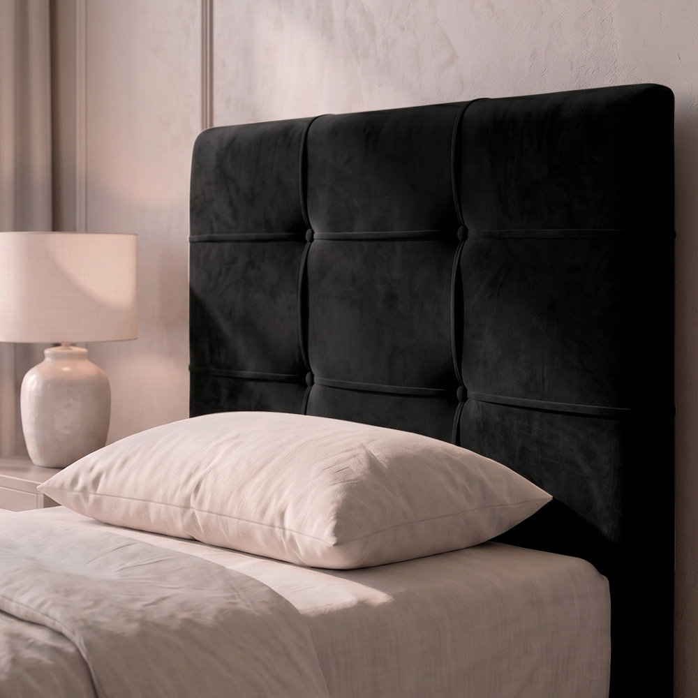 Cabeceira Cama Box Solteiro 90cm London Veludo Preto - JS Móveis