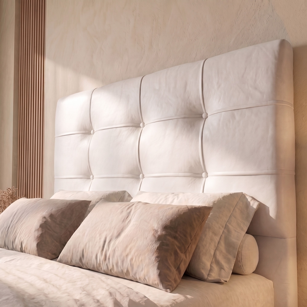 Cabeceira Casal Cama Box 195 cm London Corano Branco - JS Móveis