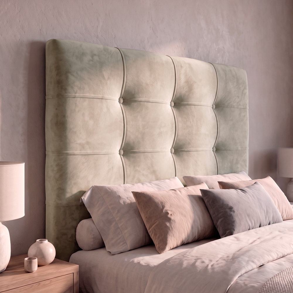 Cabeceira Cama Box Casal King 195cm London Veludo Bege - JS Móveis