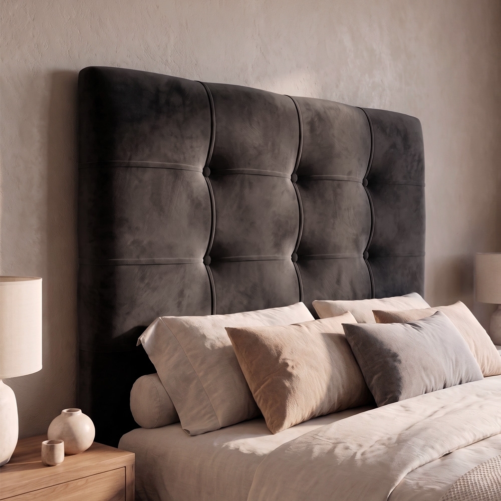 Cabeceira Cama Box Casal King 195cm London Veludo Preto - JS Móveis