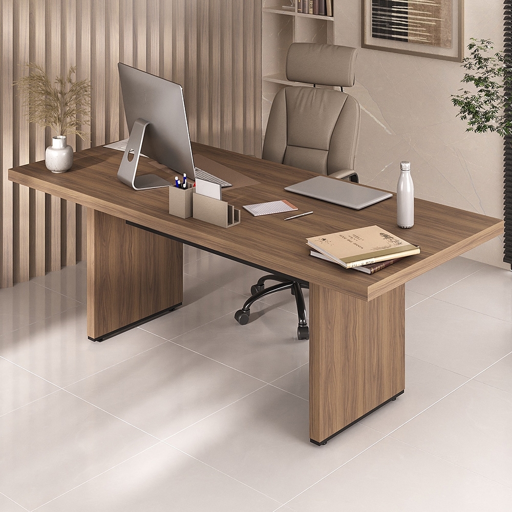 Mesa de Reunião para Escritório 204cm Tamburato Corp A06 Nogal/Preto - Mpozenato