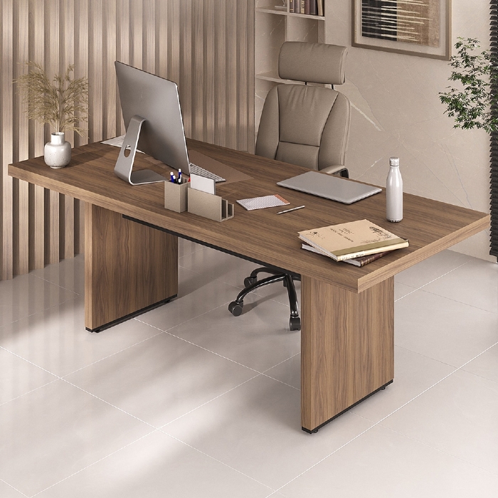 Mesa de Reunião para Escritório 204cm Tamburato Corp A06 Nogal/Preto - Mpozenato