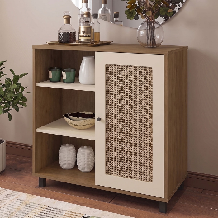 Buffet Aparador 80cm 1 Porta Sofie Cinamomo/Off White A09 - Mpozenato