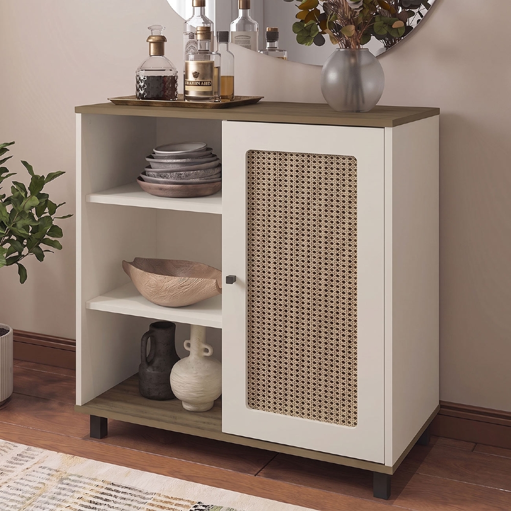 Buffet Aparador 80cm 1 Porta Sofie Pinho/Off White A09 - Mpozenato