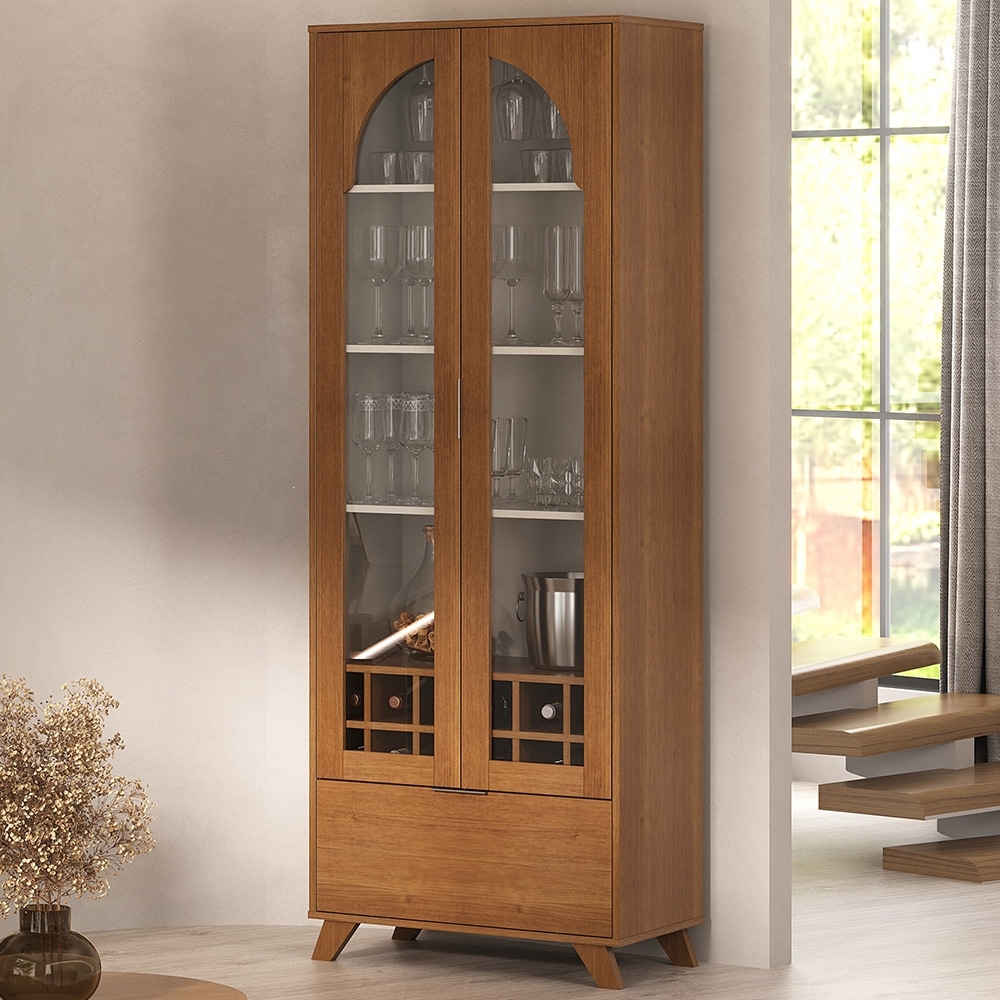 Cristaleira Porta de Vidro 70cm Prestige Cinamomo/Off White A09 - Mpozenato