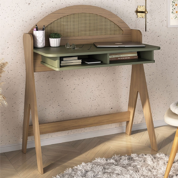 Mesa Escrivaninha Para Computador 90cm Olive Carvalho/Menta A09 - Mpozenato