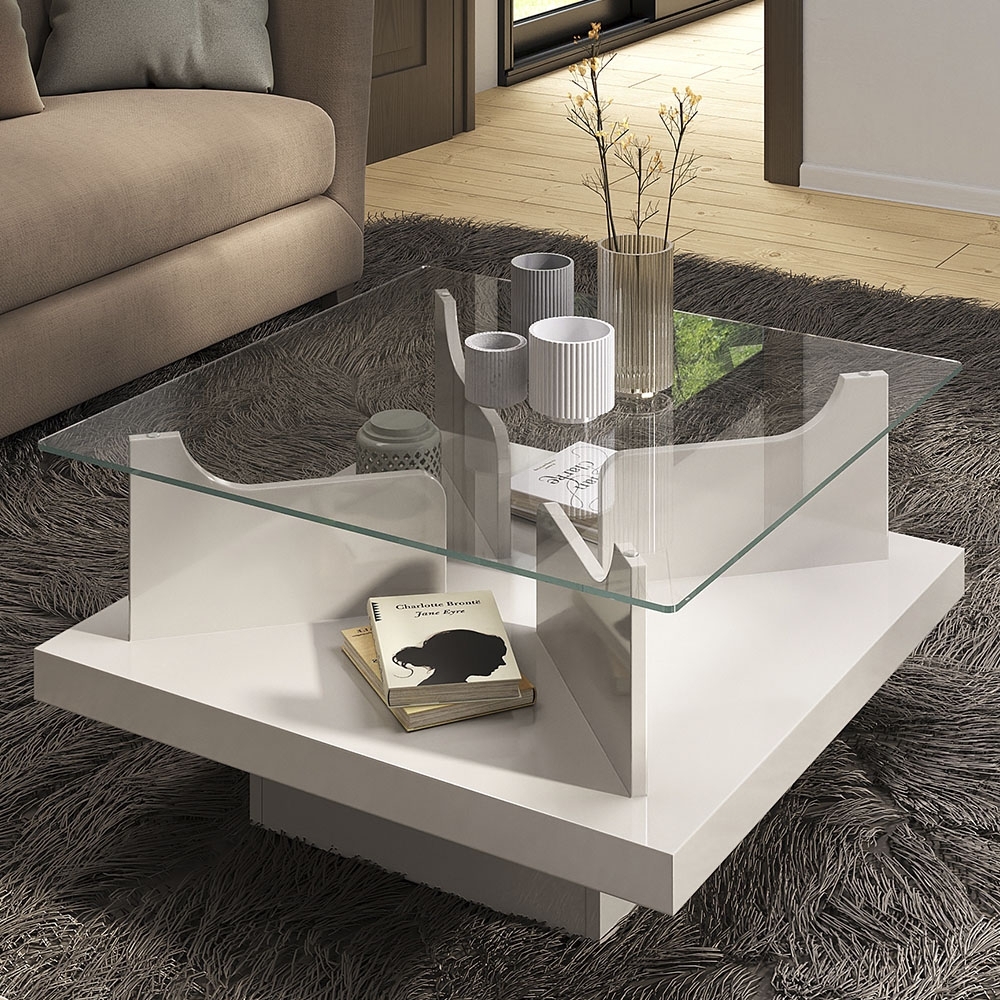 Mesa de Centro Para Sala Quadrada 70cm Niva Off White A09 - Mpozenato